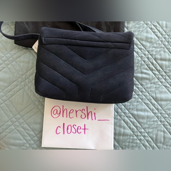 NWT Authentic YSL Yves Saint Laurent Toy LouLou Suede Navy - Picture 5 of 16
